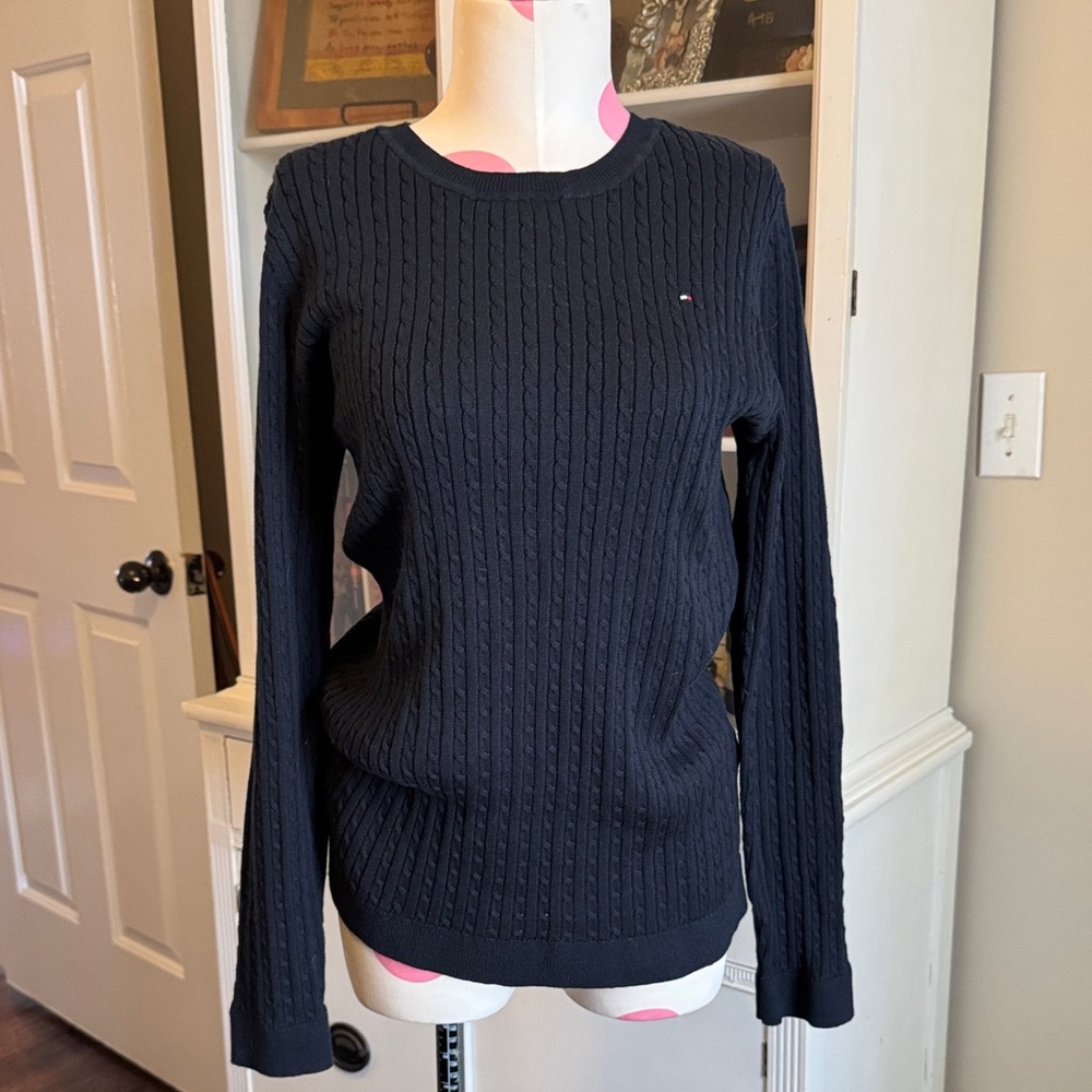 NET Navy Cable Knit Sweater